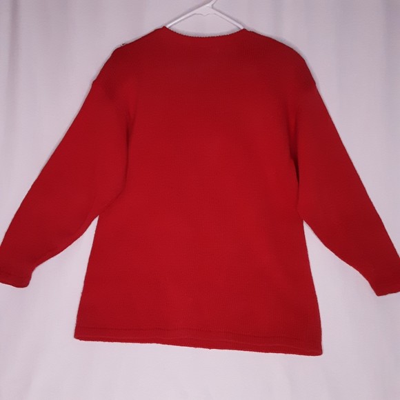 Western Connections Sweater Festive V-Neck Red With Beads Rhinestones Small - Picture 5 of 9